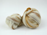 Golden Brown and White Striped Wool Roving