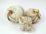 Golden Brown and White Striped Wool Roving
