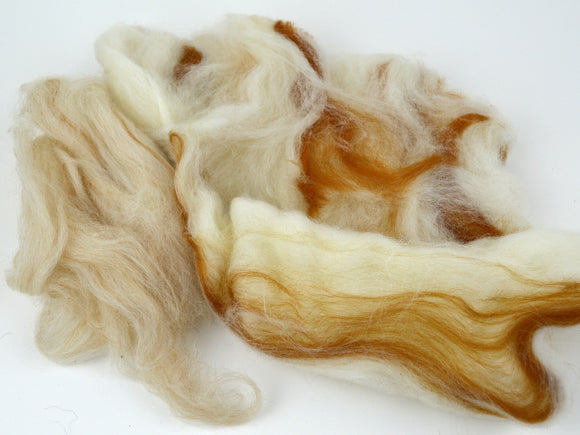 Wool Felting Fiber Tan and White