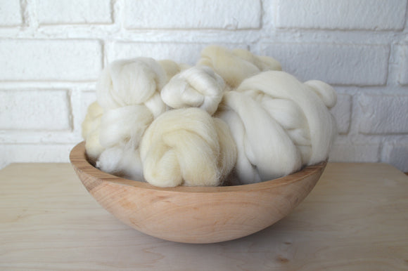 Natural White Wool Roving - 8oz